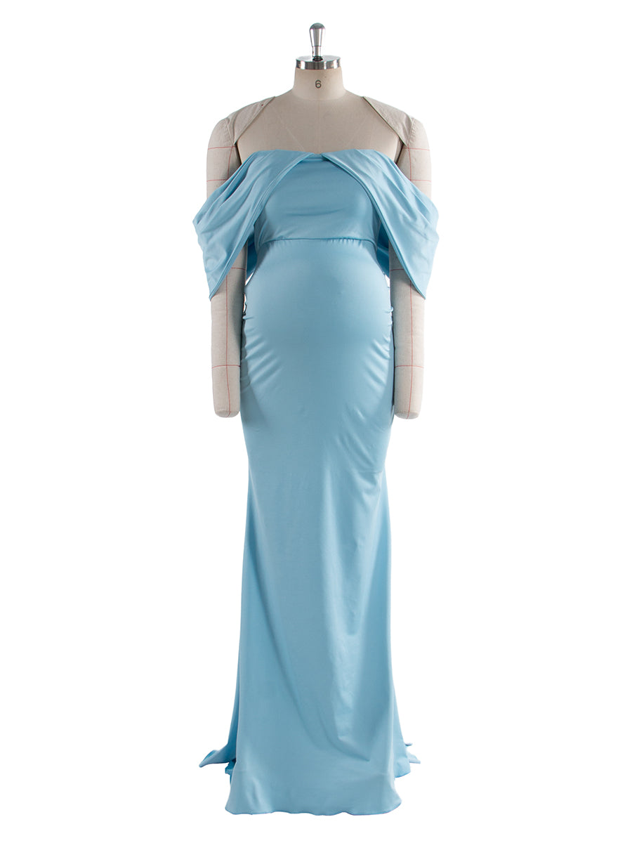 Stretchy Fabric Mermaid Maternity Dresses for Photoshoot Blue Baby Shower Dresses YW250008 Stretchy Fabric Mermaid Maternity Dresses for Photoshoot Blue Baby Shower Dresses YW250008