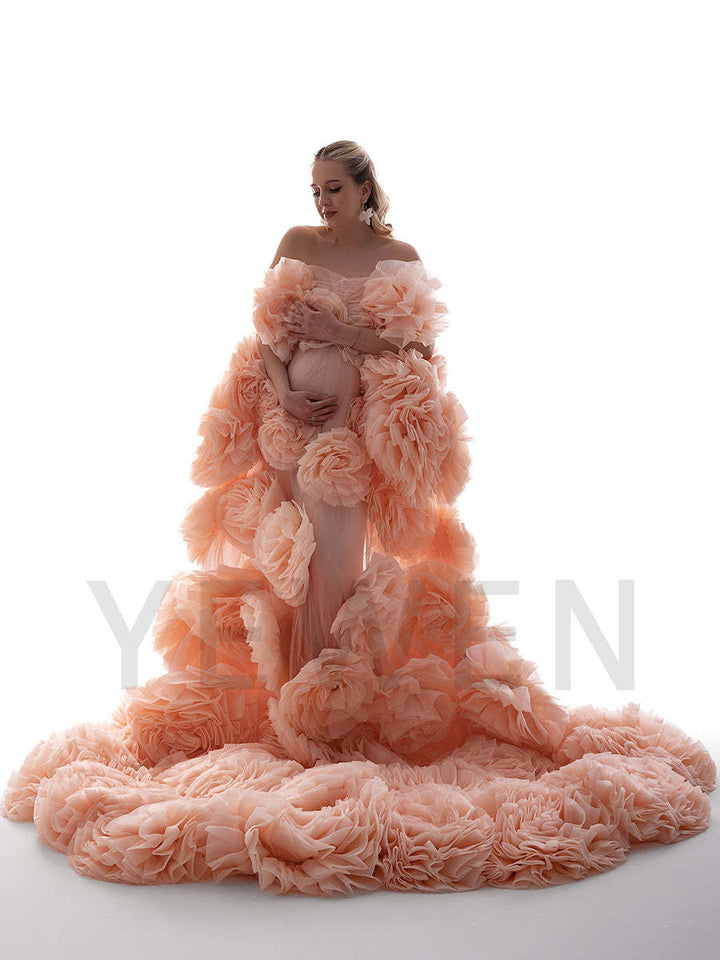 Handmade Flower Cape with Lining Dress Photo Shoot Outfit Wedding Cape YW240005