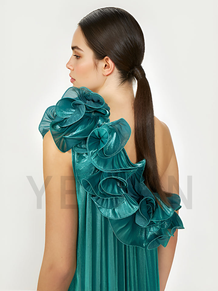 One Shoulder Loose Women's Long Evening Dress Holiday Beach Party Dress