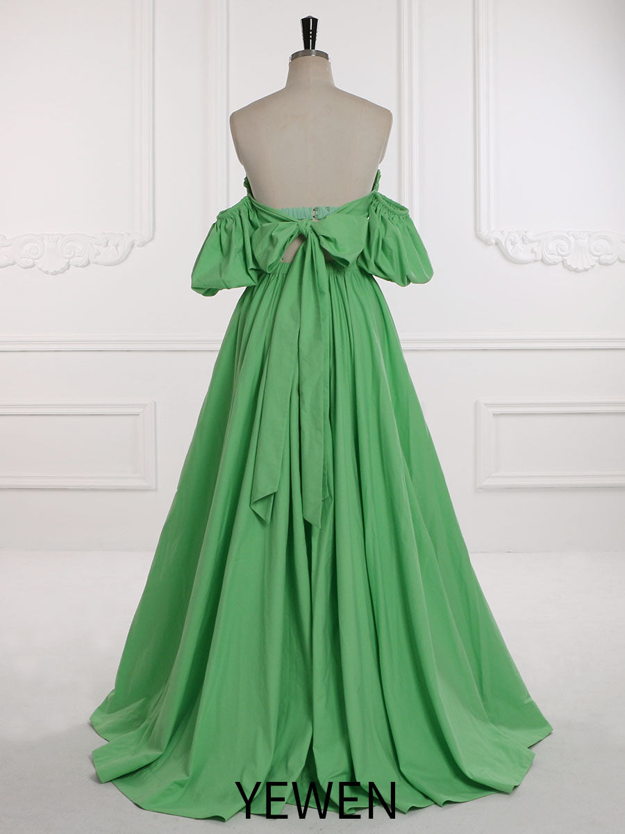 Two-Piece Set Green Prom Dress Elastic Waist Tie Back Maternity Dress yewendress Two-Piece Set Green Prom Dress Elastic Waist Tie Back Maternity Dress yewendress