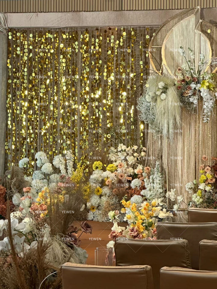 Silver Sequined Backdrop Cloth for Photo Props Decorative Wall Party Birthday Holiday Arrangement YW2603132D