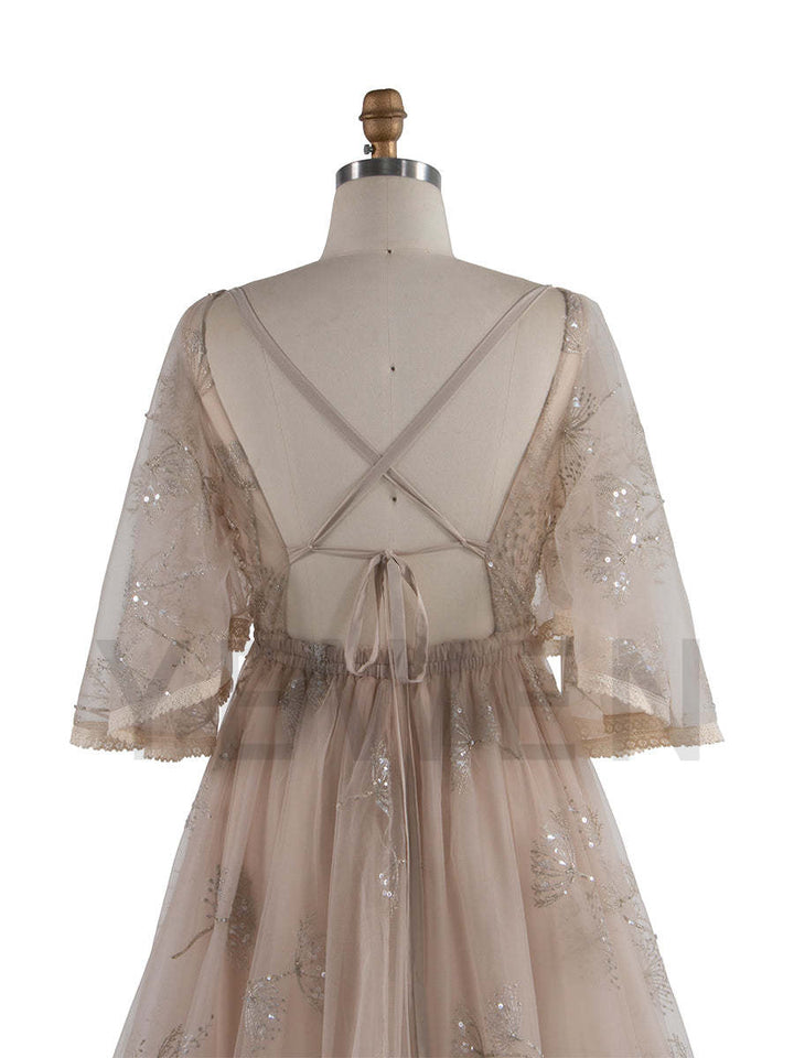 Boho sparkly Emboridery V Neck Maternity Photo Shoot Dress Beach Photoshoot Outfits YW250024