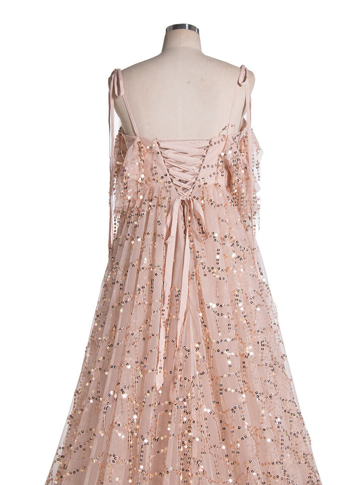 Champagne Tassel Fringed Sequins Dress Photo Shoot Dresses for Engagement and Photographers YW230506