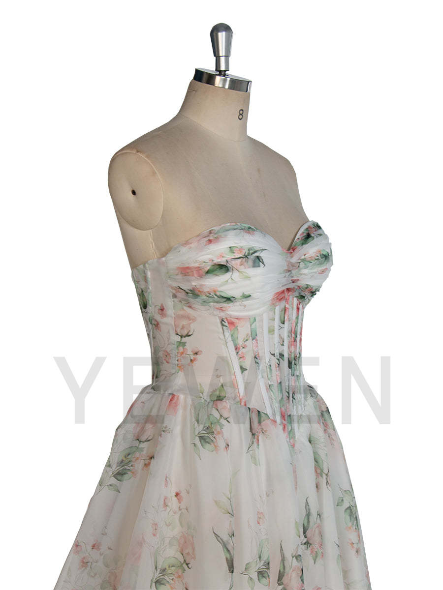 Princess' Dress Organza Floral Wedding Dress Lush Long Train Wedding Bridal Dress with Slit YW243142