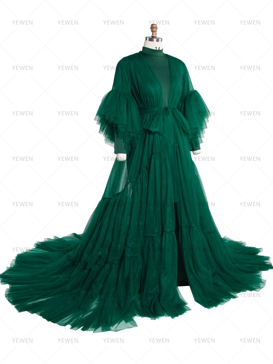 2 Piece Set Bodycon Baby Shower Gown with Tulle Robe YW260228