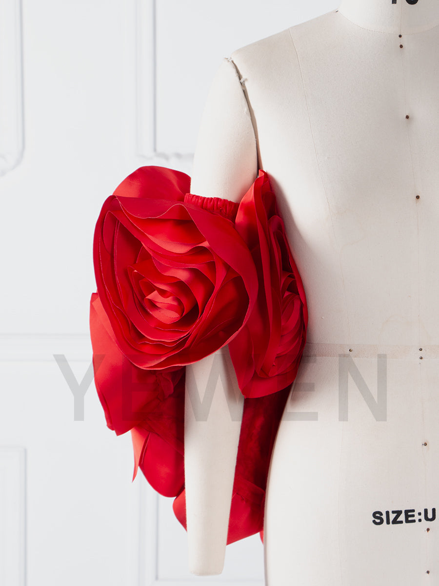 Handmade 3D Rose Short Cape for Engagement Photo Shoot Bridal Photography Props YW251014