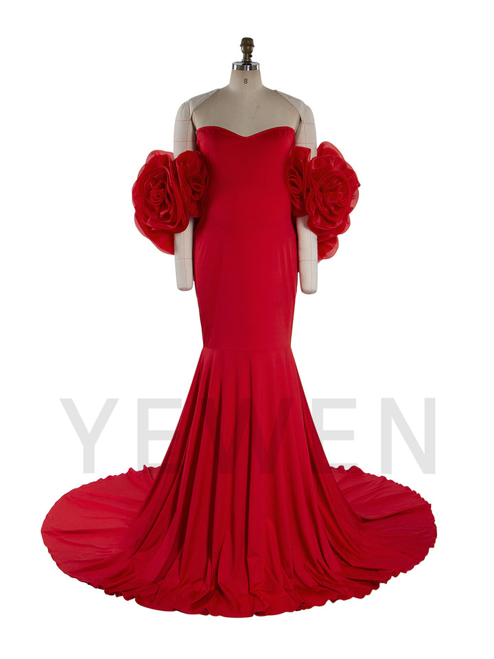 Purple Mermaid Maternity Dress with Floral Wraps Stretchy Maternity Dress Pregnancy Dress Shoot YW251008