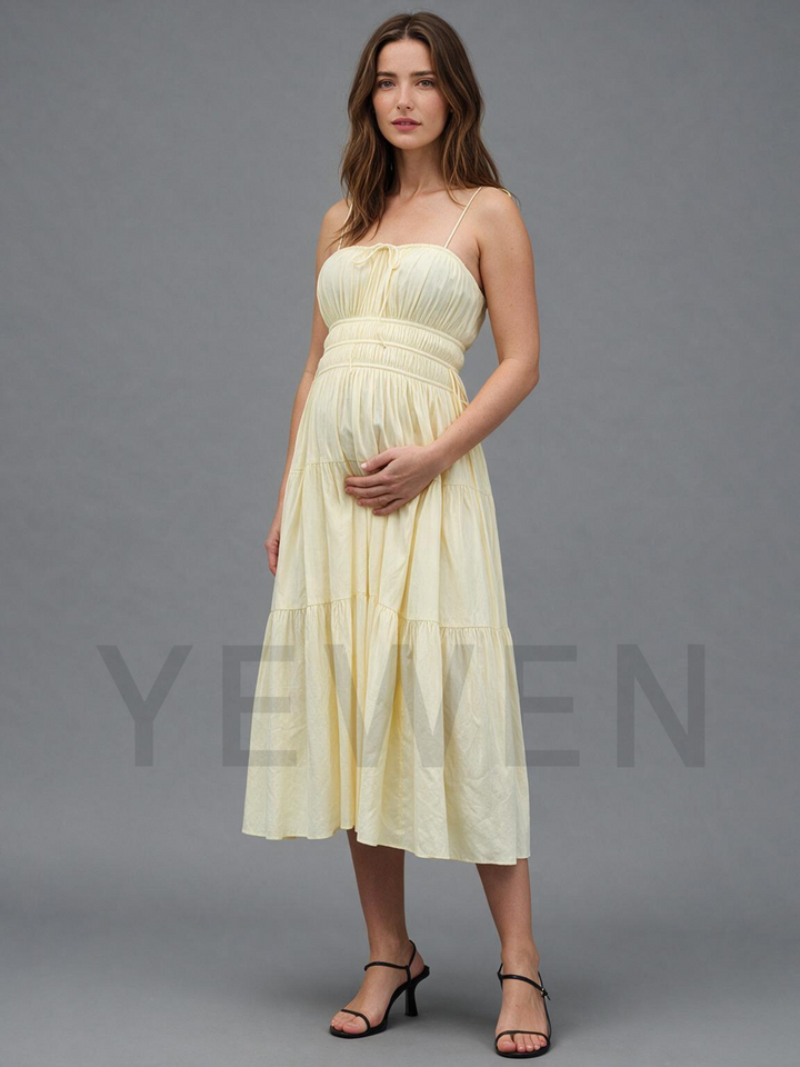 Spaghetti Strap Ruched Bodice Maternity Baby Shower Dress