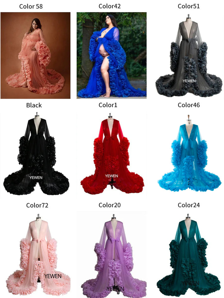 Sexy Evening Dress Long Sleeve Women V Neck Ruffled Ball Gown Dress YW243124