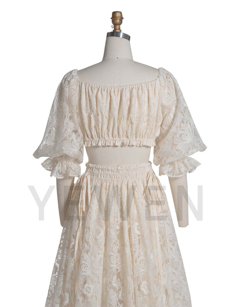 2 Piece Set Lace Dress for Photo Shoot Bridal Gown Photoshoot Props YW240076