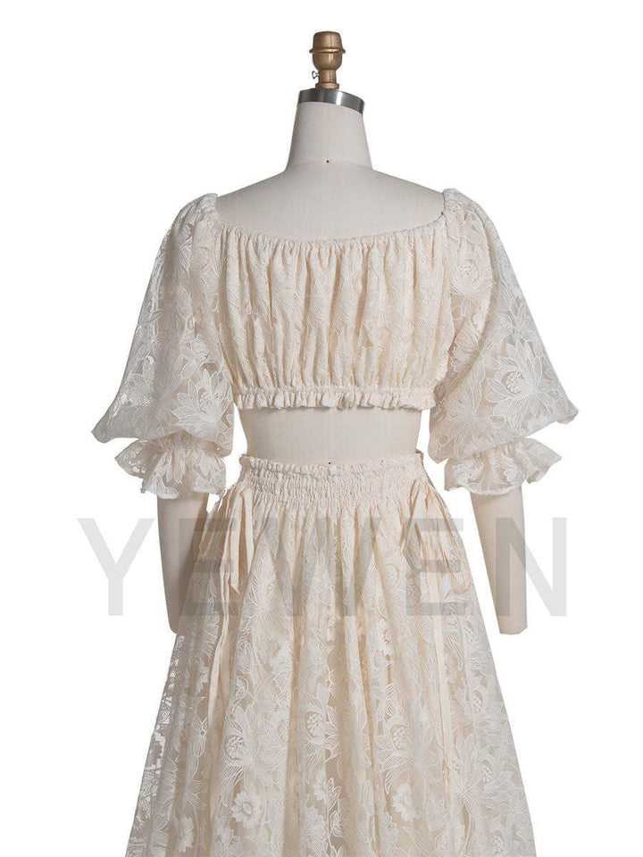 2 Piece Set Lace Dress for Photo Shoot Bridal Gown Photoshoot Props YW240076