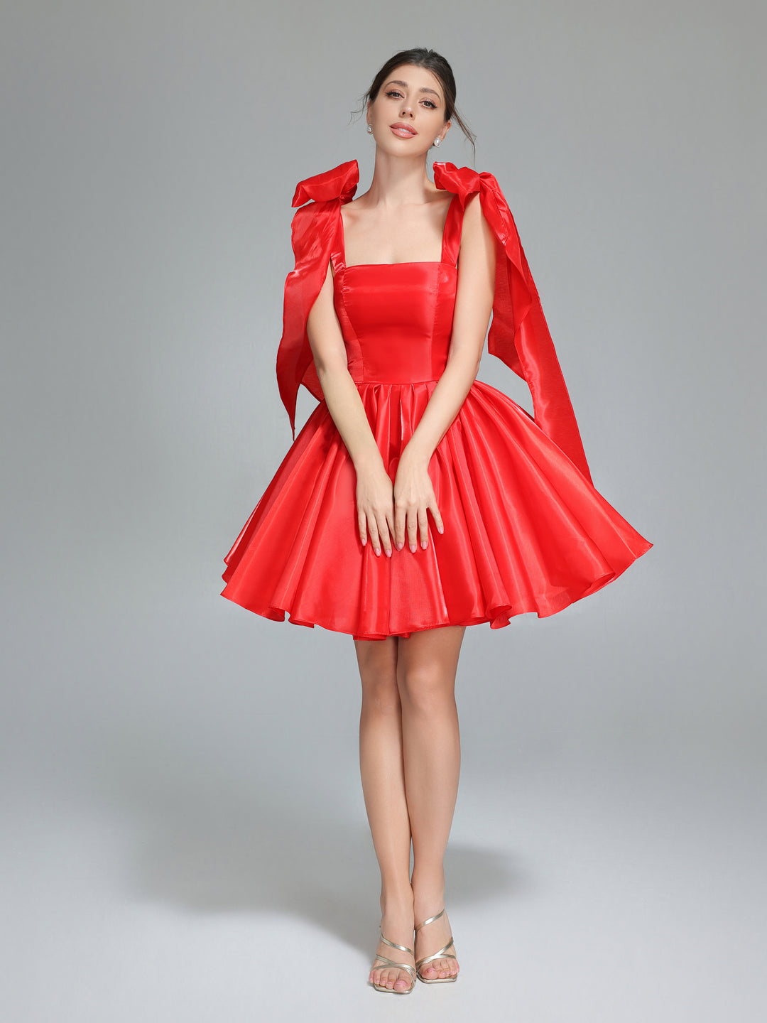 Bow Accent Sweetheart Short Mini Homecoming Dresses Red Christmas Party Dress YW243100 Bow Accent Sweetheart Short Mini Homecoming Dresses Red Christmas Party Dress YW243100