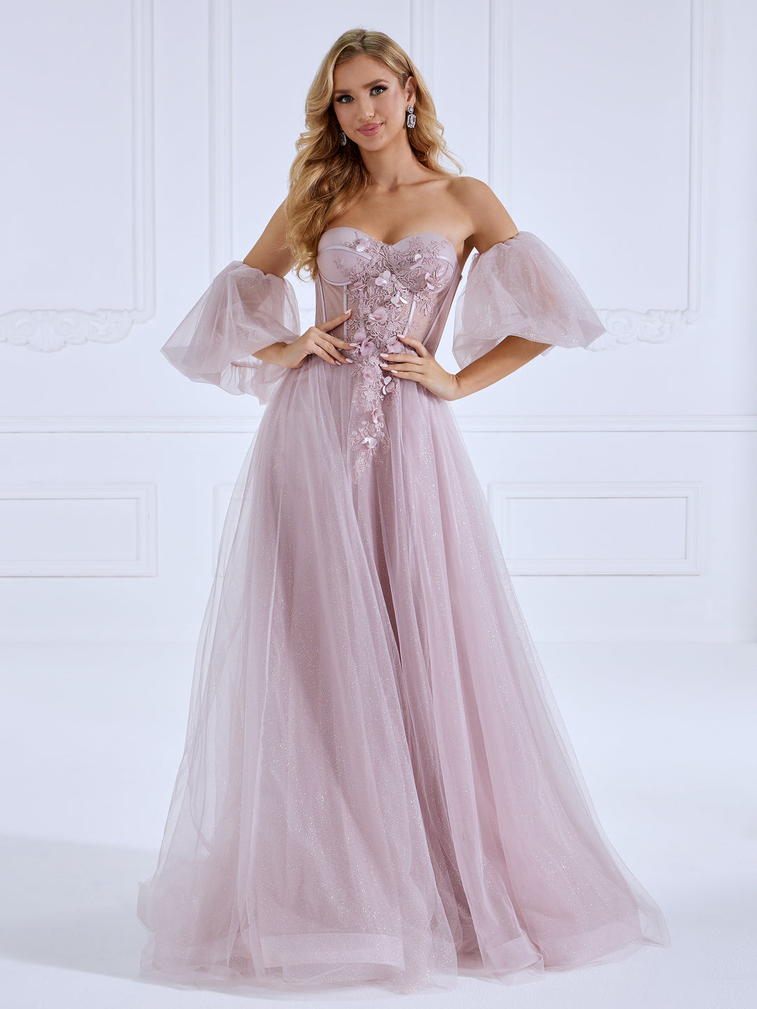 Stunning Floral Beaded Corset Long Prom Dress | Photo Shoot Gown yewendress Stunning Floral Beaded Corset Long Prom Dress | Photo Shoot Gown yewendress