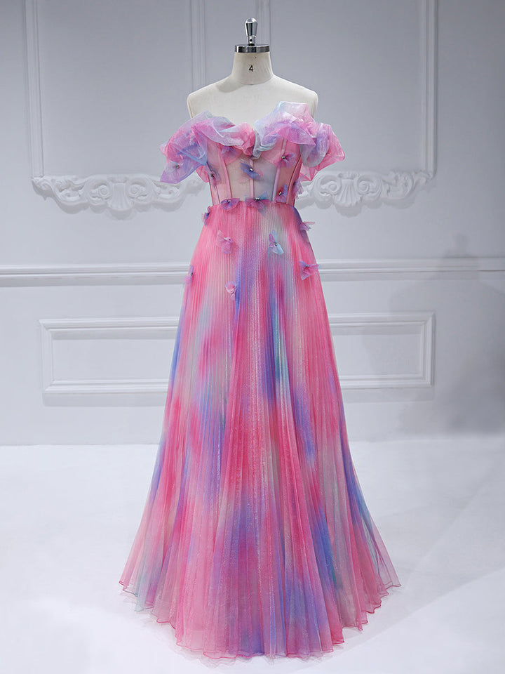 Iridescent A Line Elegant Maxi Prom Gown Floor Length  #90066