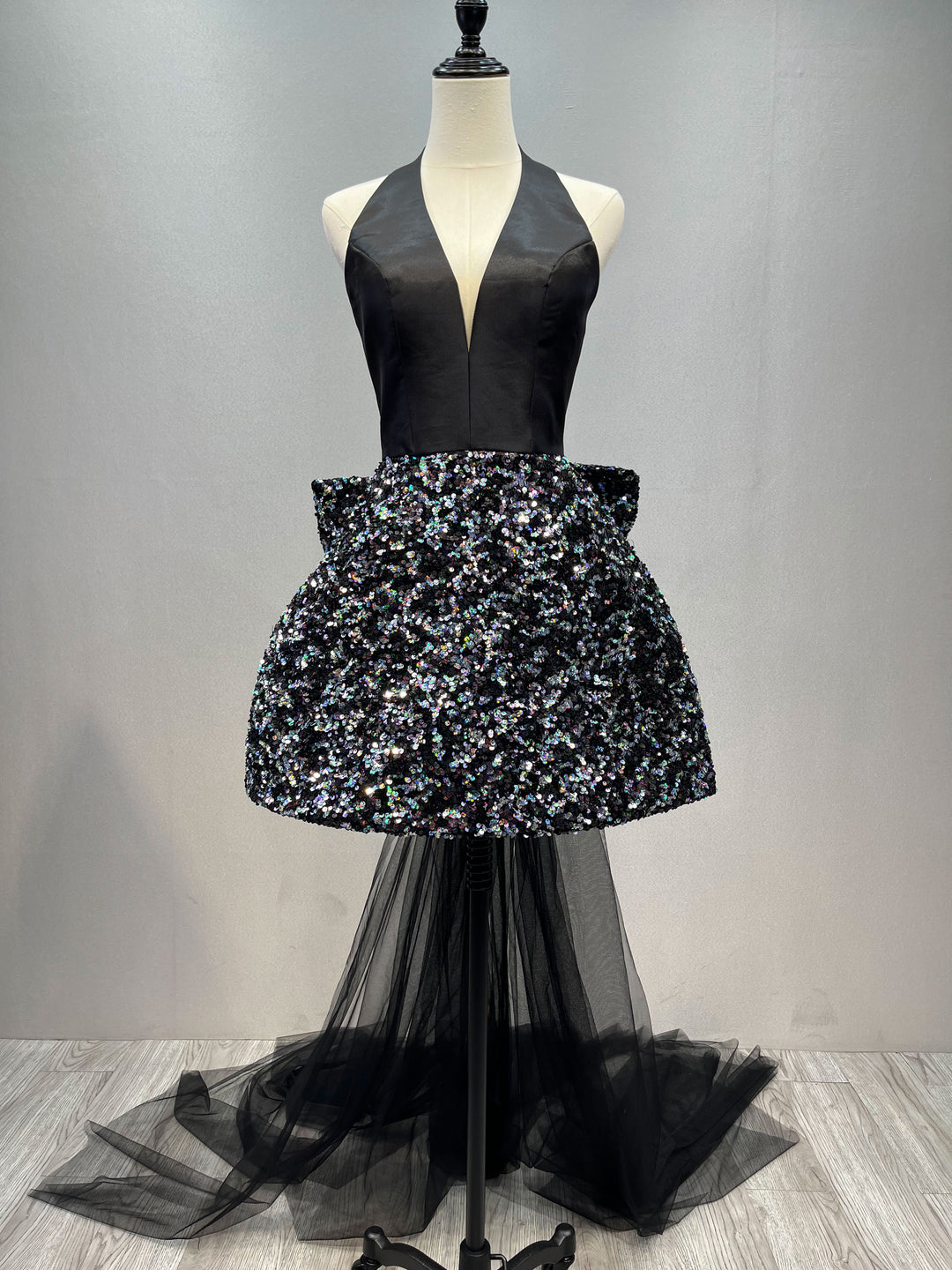 short black sequin prom dress Short Black La Femme Sequin Homecoming Dress -PromGirl Black / 4