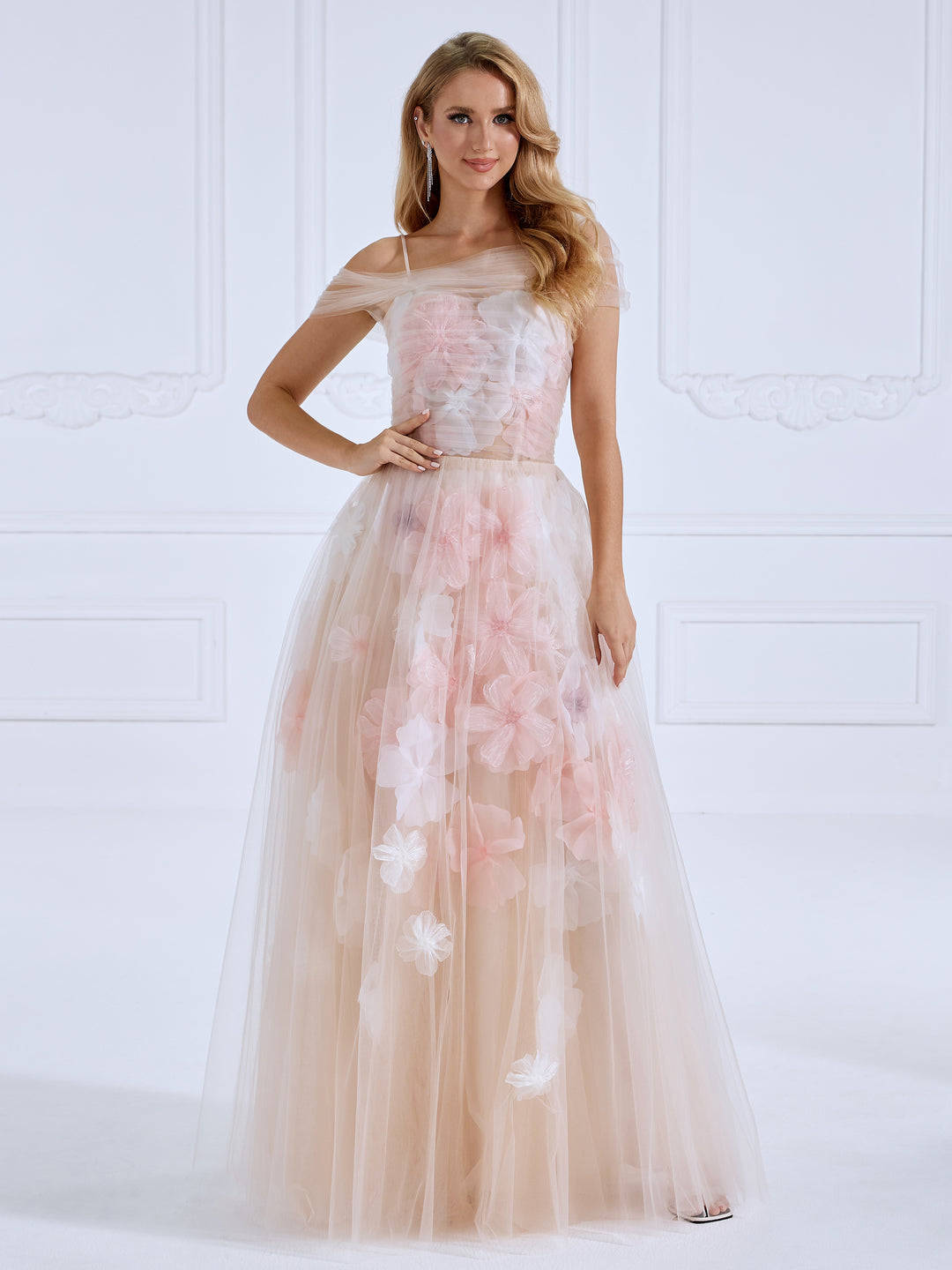 Strapless Corset Bodice Handmade Floral Applique Prom Dress Photo Shoot Gown yewendress Strapless Corset Bodice Handmade Floral Applique Prom Dress Photo Shoot Gown yewendress