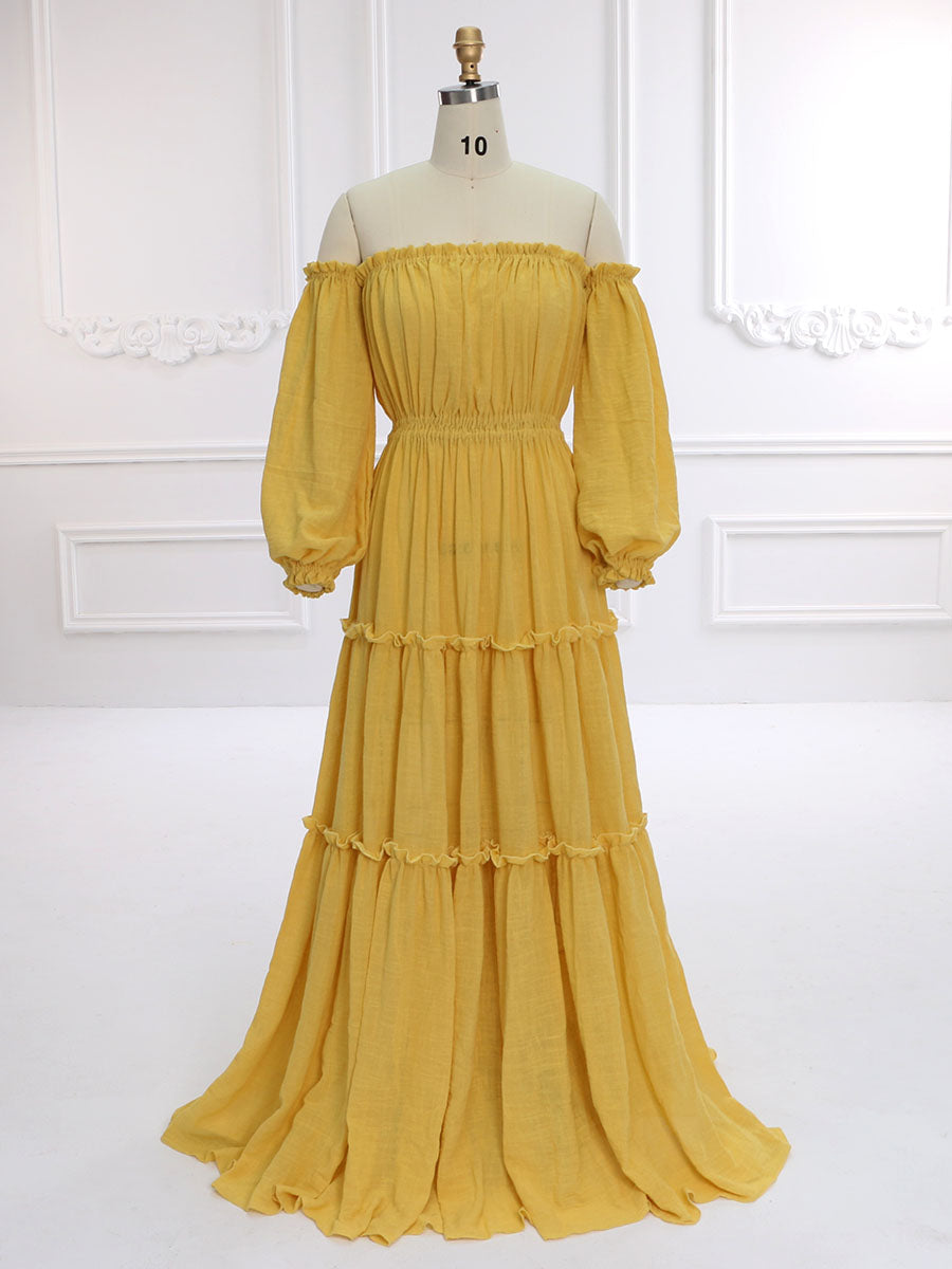 Long Sleeves Elastic Waist Boho Beach Dress Woman Photo Shoot Dresses YW231107 yewendress Long Sleeves Elastic Waist Boho Beach Dress Woman Photo Shoot Dresses YW231107 yewendress
