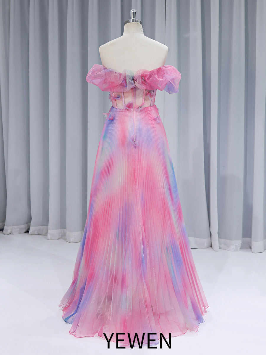 Iridescent A Line Elegant Maxi Prom Gown Floor Length  #90066