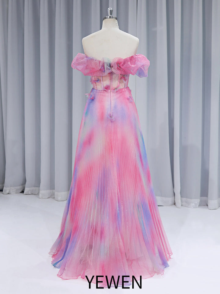 Iridescent A Line Elegant Maxi Prom Gown Floor Length  #90066