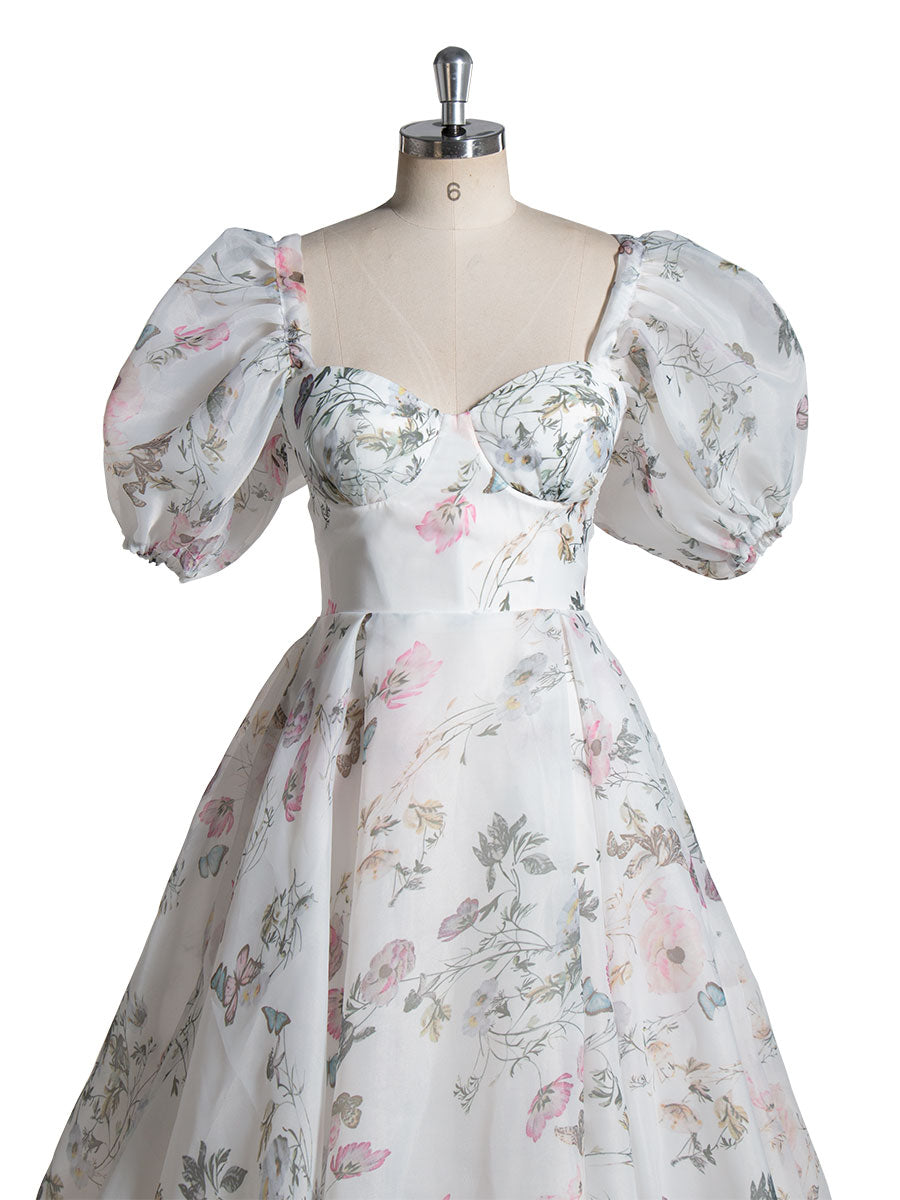Elegant Floral Wedding Dress Flower Print Wedding Dress YW240052 yewendress Elegant Floral Wedding Dress Flower Print Wedding Dress YW240052 yewendress