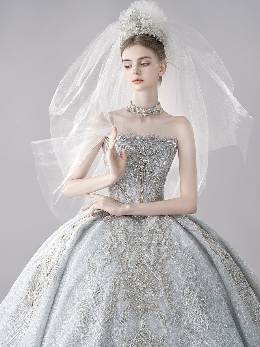 Luxury Sparkly Beaded Crystals Bodice Bridal Gown Princess Wedding Dress with Glitter Tulle YW0848 yewendress Luxury Sparkly Beaded Crystals Bodice Bridal Gown Princess Wedding Dress with Glitter Tulle YW0848 yewendress