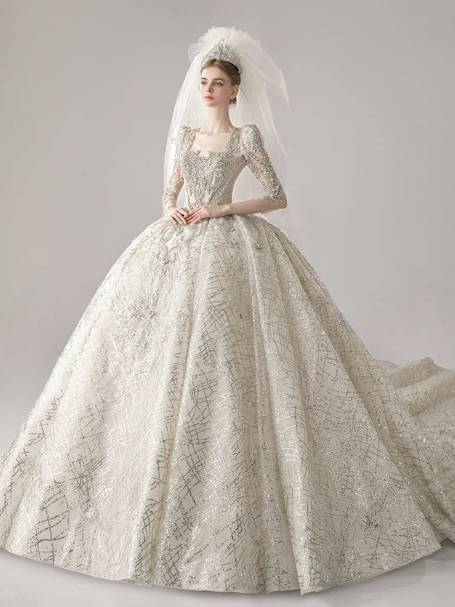 Luxurious Arabic Long Sleeves Wedding dress Bling Lace Wedding Gown YW0849 Luxurious Arabic Long Sleeves Wedding dress Bling Lace Wedding Gown YW0849