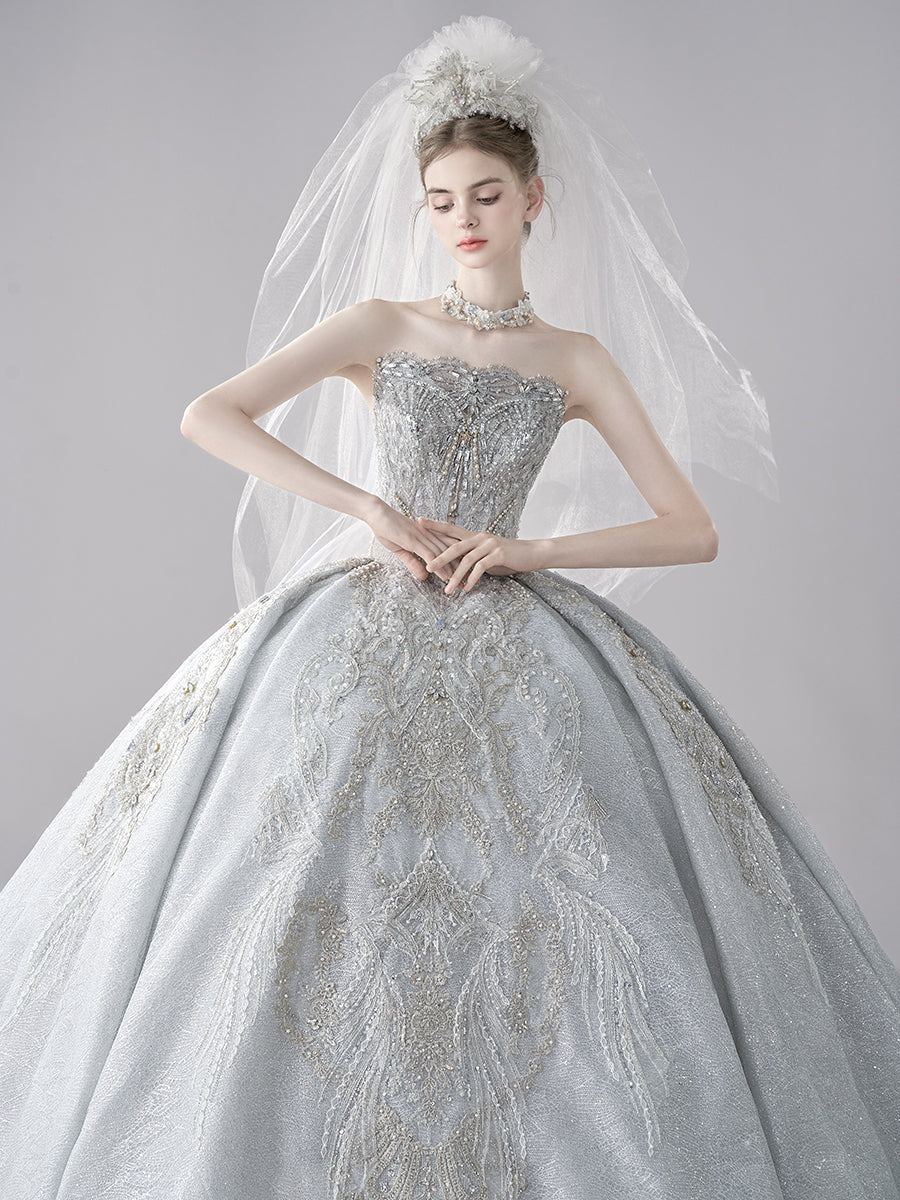 Luxury Sparkly Beaded Crystals Bodice Bridal Gown Princess Wedding Dress with Glitter Tulle YW0848 Luxury Sparkly Beaded Crystals Bodice Bridal Gown Princess Wedding Dress with Glitter Tulle YW0848