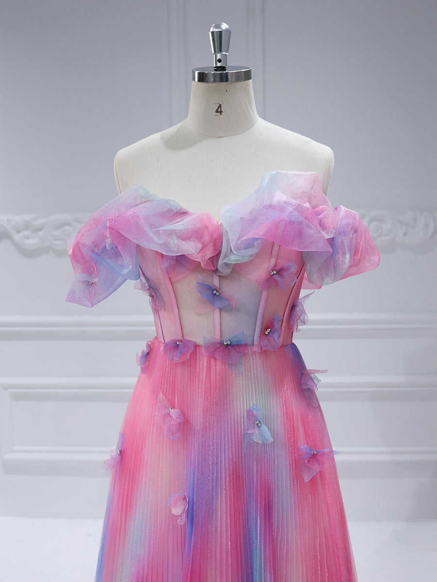 Iridescent A Line Elegant Maxi Prom Gown Floor Length  #90066