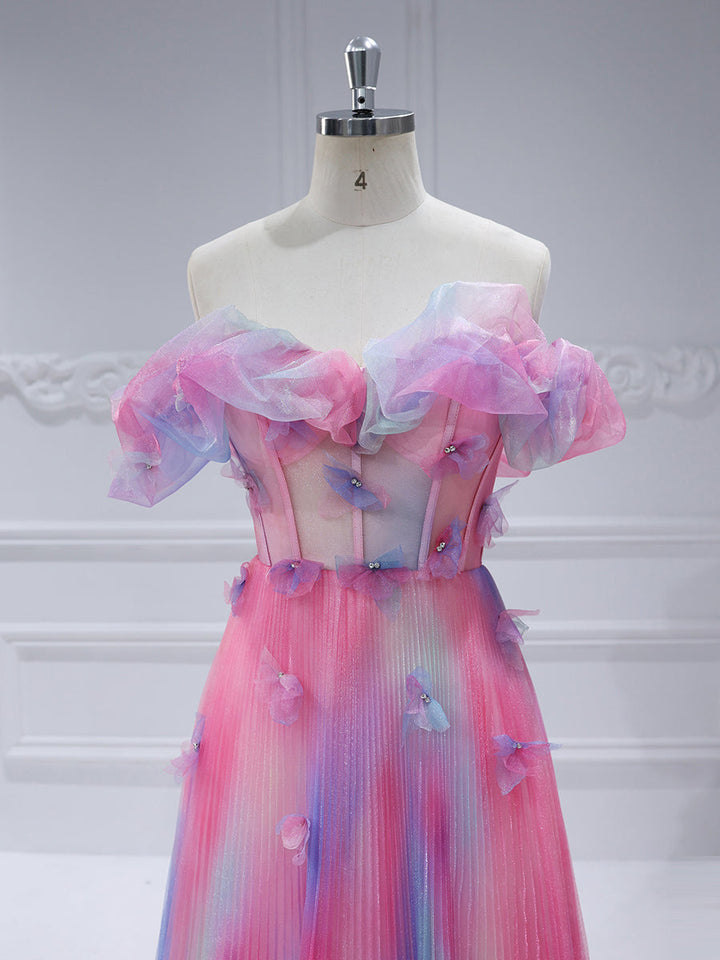 Iridescent A Line Elegant Maxi Prom Gown Floor Length  #90066