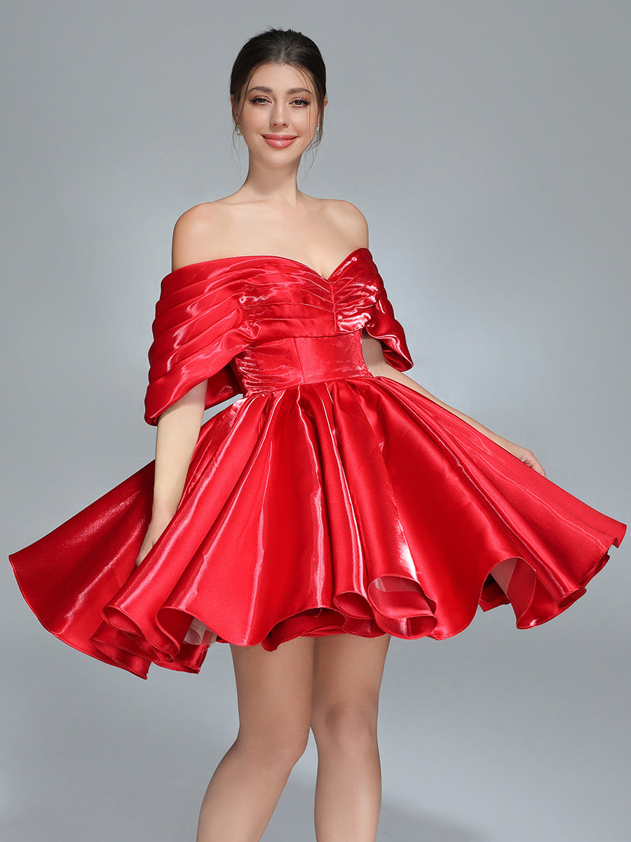 Off Shoulder Short Homecoming Dresses Red Christmas Holiday Party Dress YW243104 16 / Custom Color