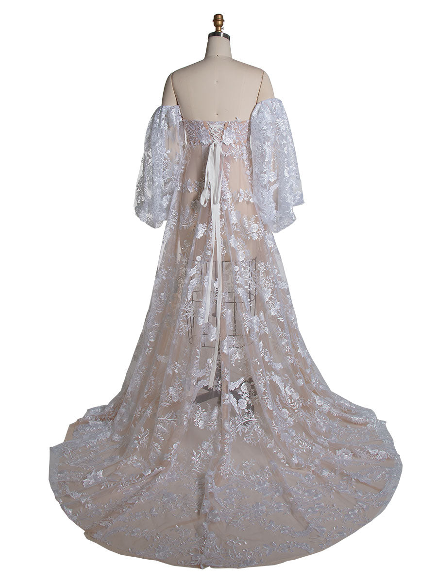 off the shoulder maternity wedding dress Tiffany Rose Aria Maternity Wedding Gown Ivory