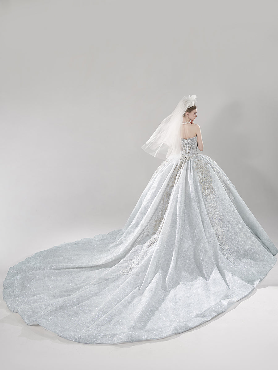Luxury Sparkly Beaded Crystals Bodice Bridal Gown Princess Wedding Dress with Glitter Tulle YW0848 Luxury Sparkly Beaded Crystals Bodice Bridal Gown Princess Wedding Dress with Glitter Tulle YW0848