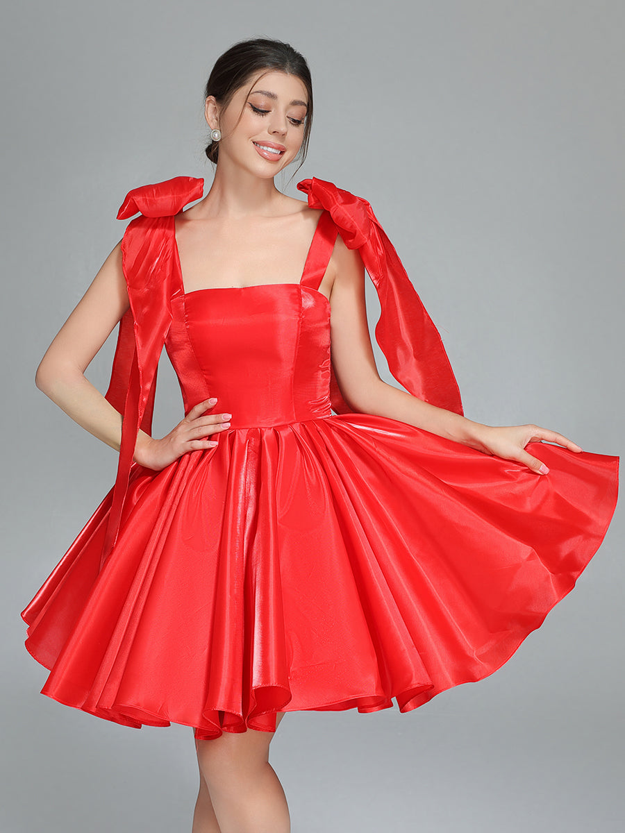 Bow Accent Sweetheart Short Mini Homecoming Dresses Red Christmas Party Dress YW243100 Bow Accent Sweetheart Short Mini Homecoming Dresses Red Christmas Party Dress YW243100