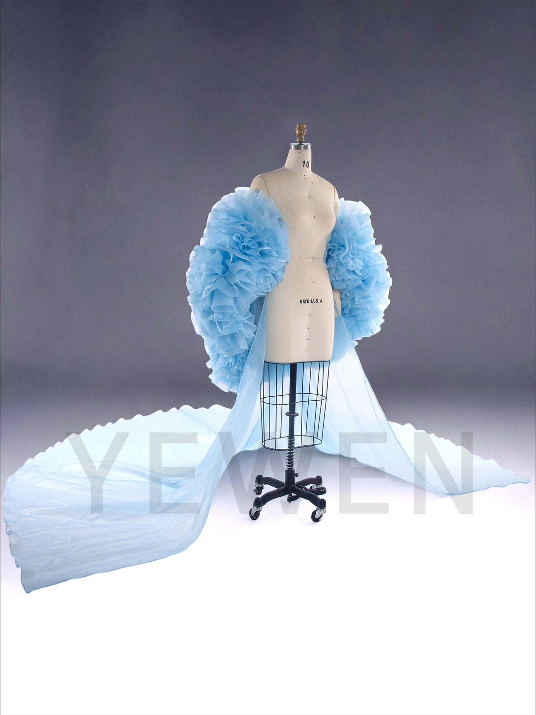 Hand 3D Floral Cape with Detachable Train Bridal Coat Wedding Shawl Maternity Photoshoot Prop YW260325