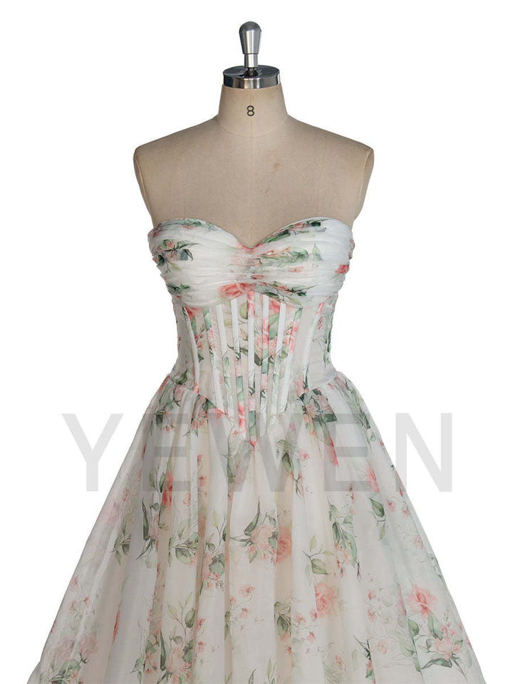 Princess' Dress Organza Floral Wedding Dress Lush Long Train Wedding Bridal Dress with Slit YW243142