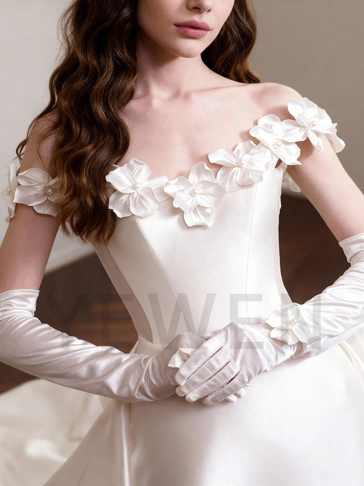 Elegant Off Shoulder Wedding Dresss Mermaid Satin Bridal Gown