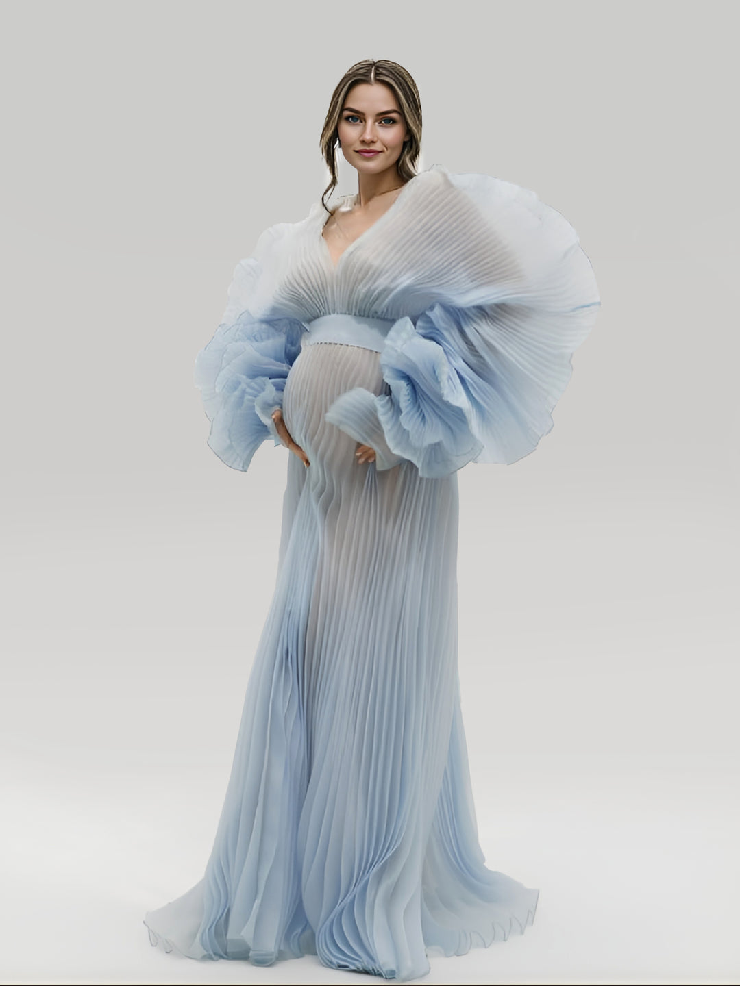 Fashion Pleated Organza Maternity Dresses for Photoshoot Long Dress fo yewendress Fashion Pleated Organza Maternity Dresses for Photoshoot Long Dress fo yewendress