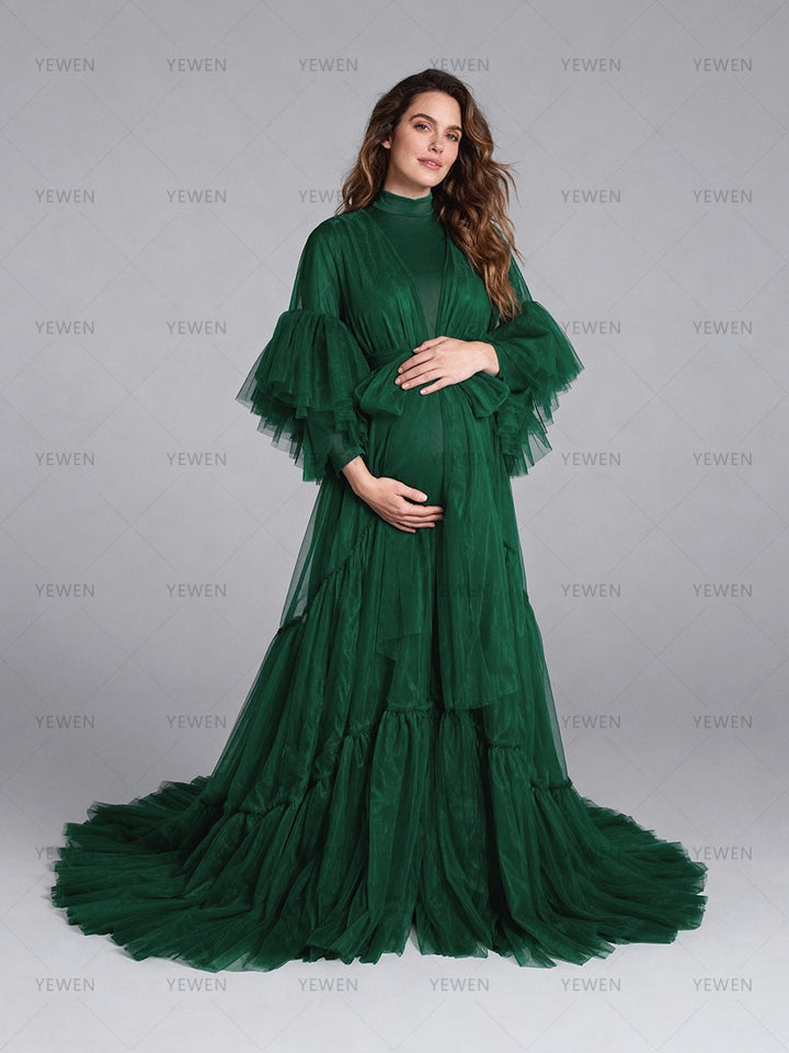 2 Piece Set Bodycon Baby Shower Gown with Tulle Robe YW260228