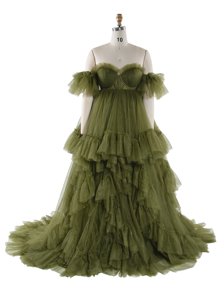 Ruffles Tulle Maternity Photoshoot Dress High Waist Maternity Dress for Baby Shower YW231011