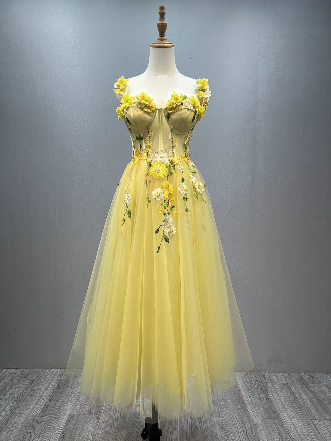 Ankle Length Prom Party Dress with Floral Lace Appliqu Fairy Graduati yewendress Ankle Length Prom Party Dress with Floral Lace Appliqu Fairy Graduati yewendress