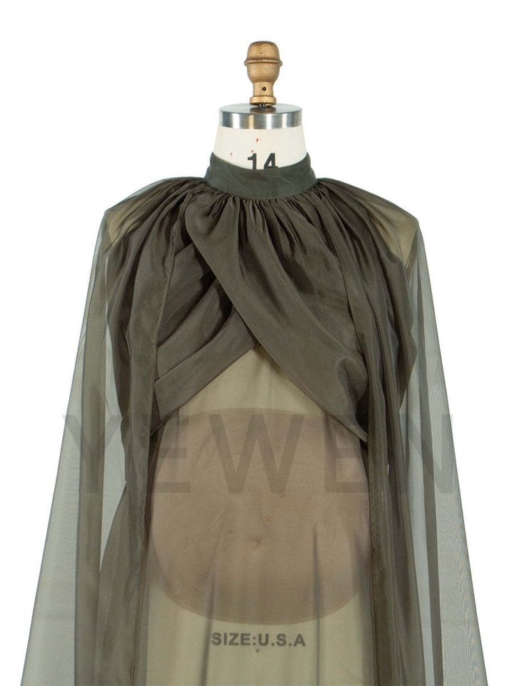 Sheer Maternity Cape Gown Olive Green Maternity Photoshoot Dress YW250037
