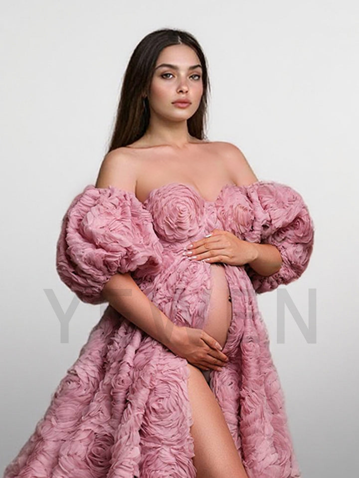 Exquisite Sweetheart 3D Flowers Dress for Maternity Photoshoot YW251026