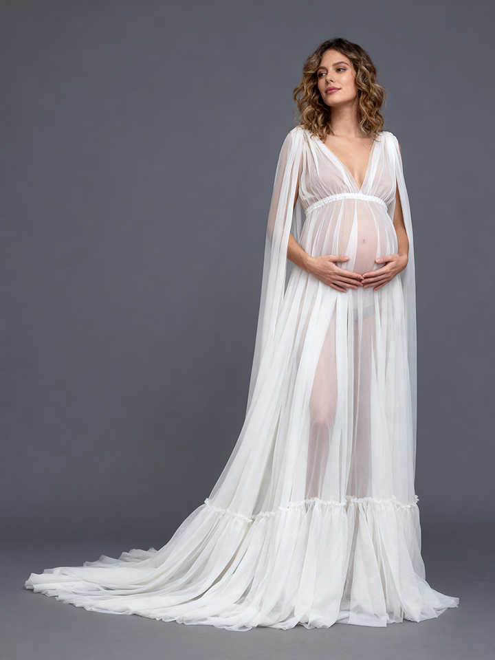 Sexy Sheer Maternity Dress Pregnancy Gown for Photo Shoot