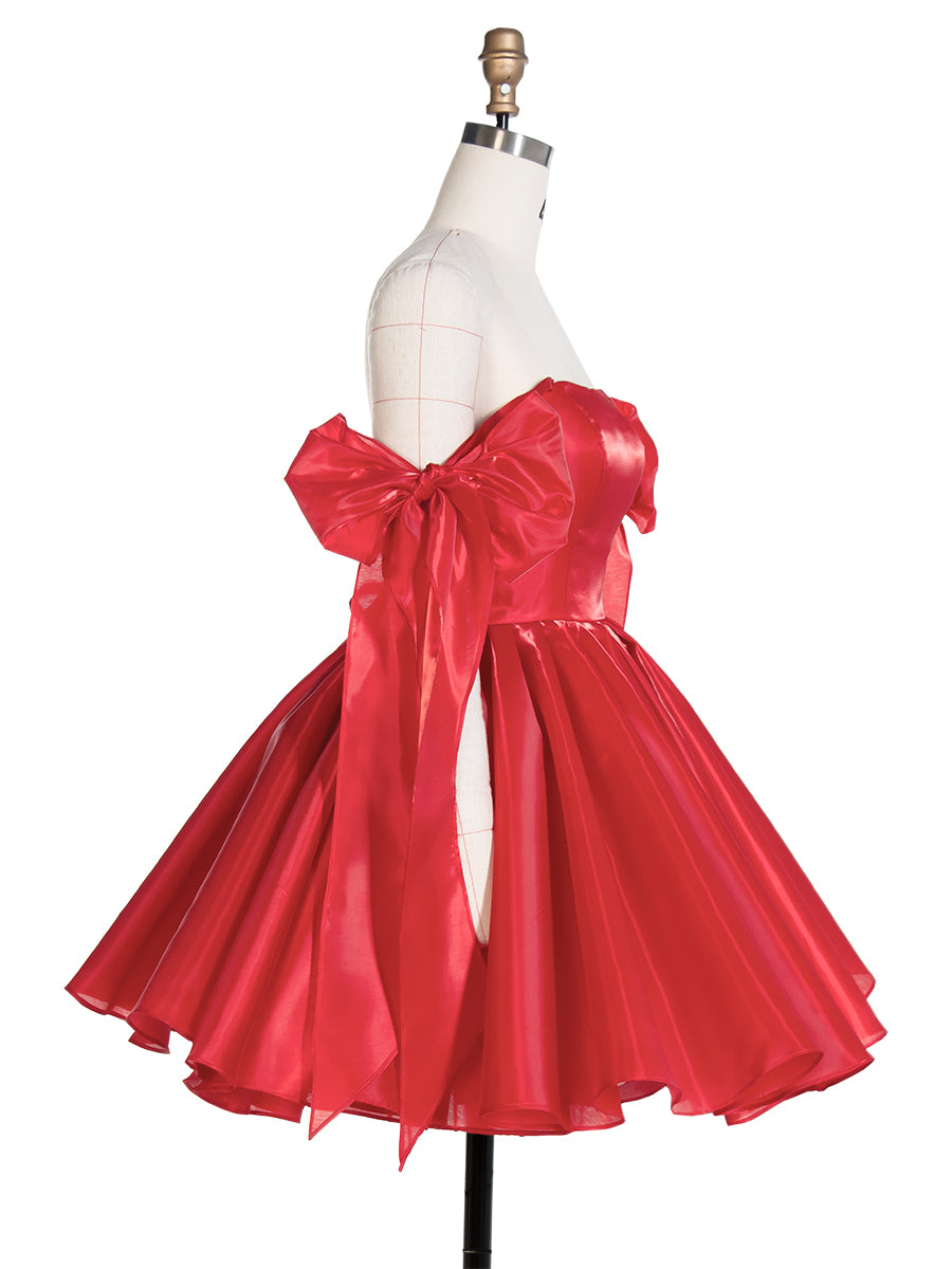 Bow Accent Sweetheart Short Mini Homecoming Dresses Red Christmas Party Dress YW243100 Bow Accent Sweetheart Short Mini Homecoming Dresses Red Christmas Party Dress YW243100