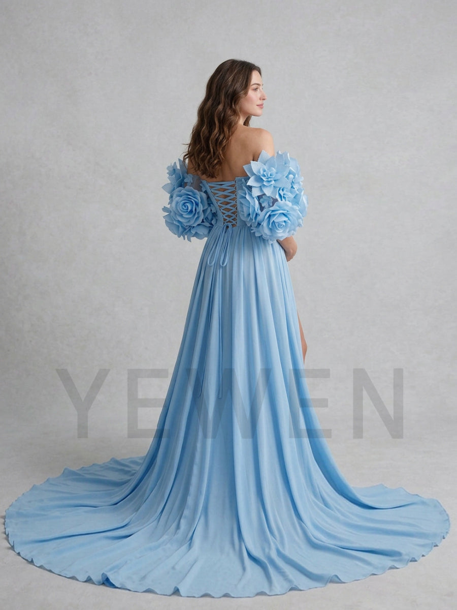 Off-Shoulder Oversized 3D Floral Maternity Photoshoot Gown YD260903