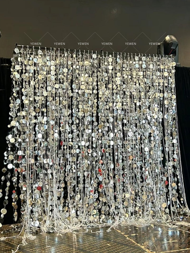 Silver Sequined Backdrop Cloth for Photo Props Decorative Wall Party Birthday Holiday Arrangement YW2603132D