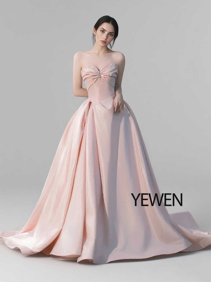 Pink Water Satin Wedding Dress Sweetheart Wedding Photo Shoot Long Formal Party Dresses