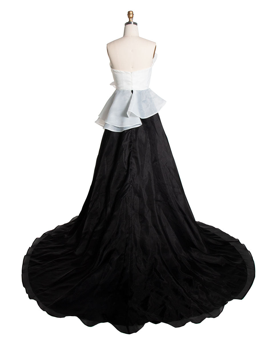 Elegant Off The Shoulder Black and White Ruffle Wedding Dresses