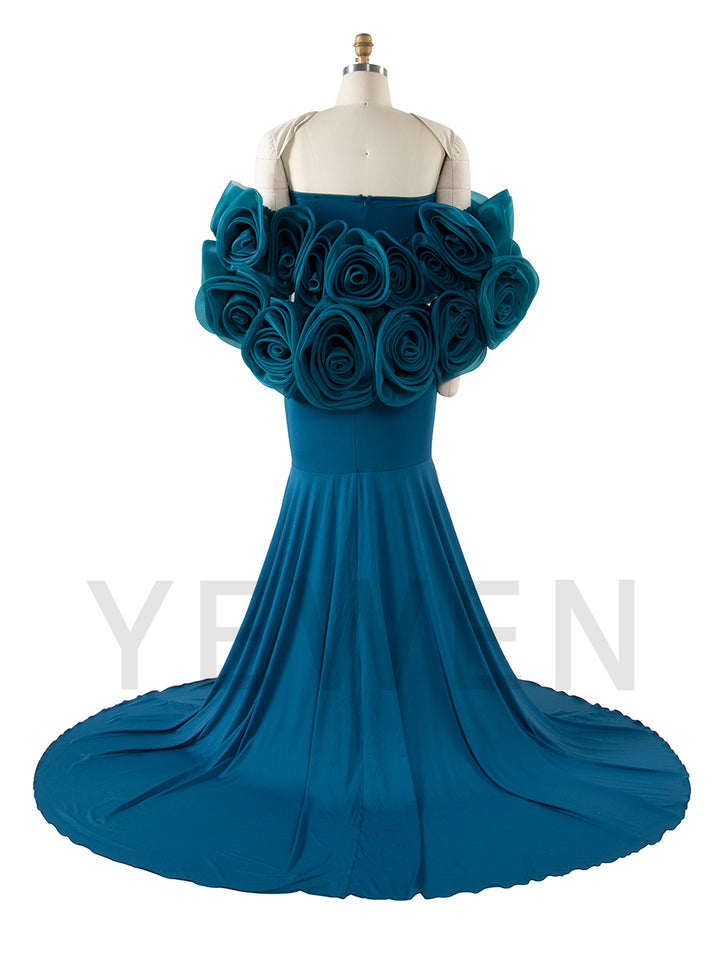 Purple Mermaid Maternity Dress with Floral Wraps Stretchy Maternity Dress Pregnancy Dress Shoot YW251008