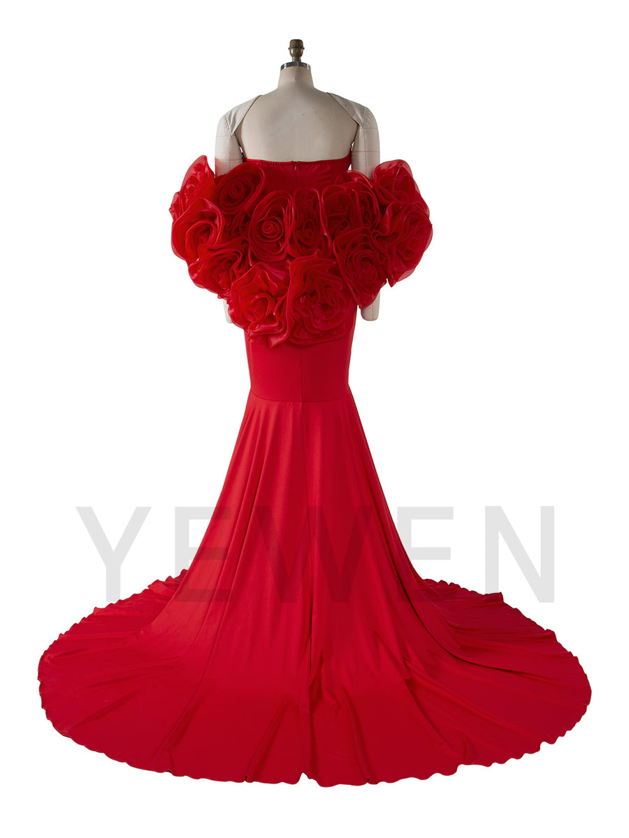 Purple Mermaid Maternity Dress with Floral Wraps Stretchy Maternity Dress Pregnancy Dress Shoot YW251008